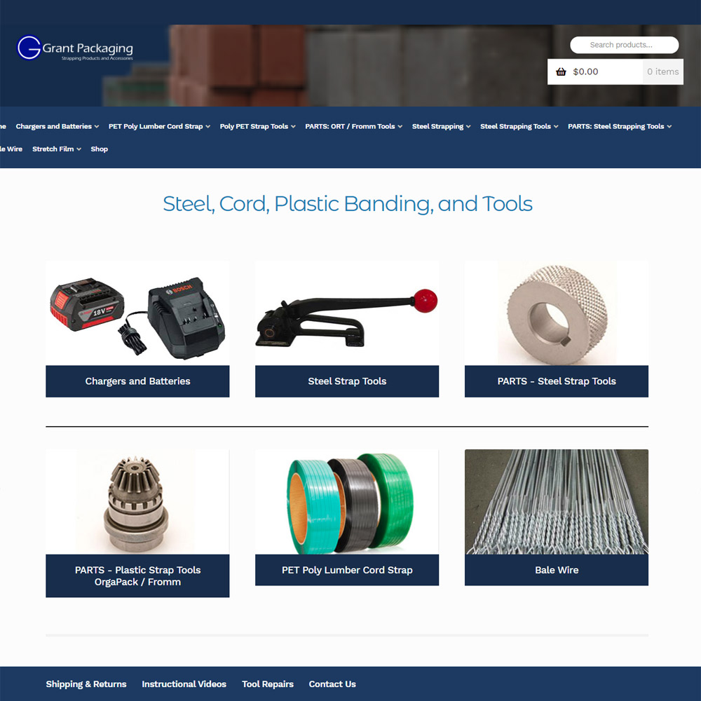 Grant Packaging eCommerce website by Spencer Web Design